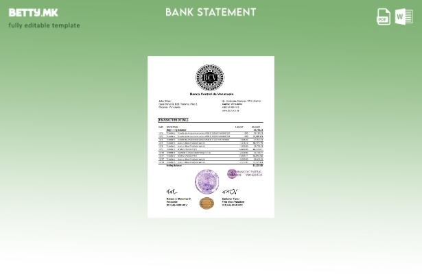 модерен стил Венецуела Банко Централна де Венецуела банка извод на ексел шаблон